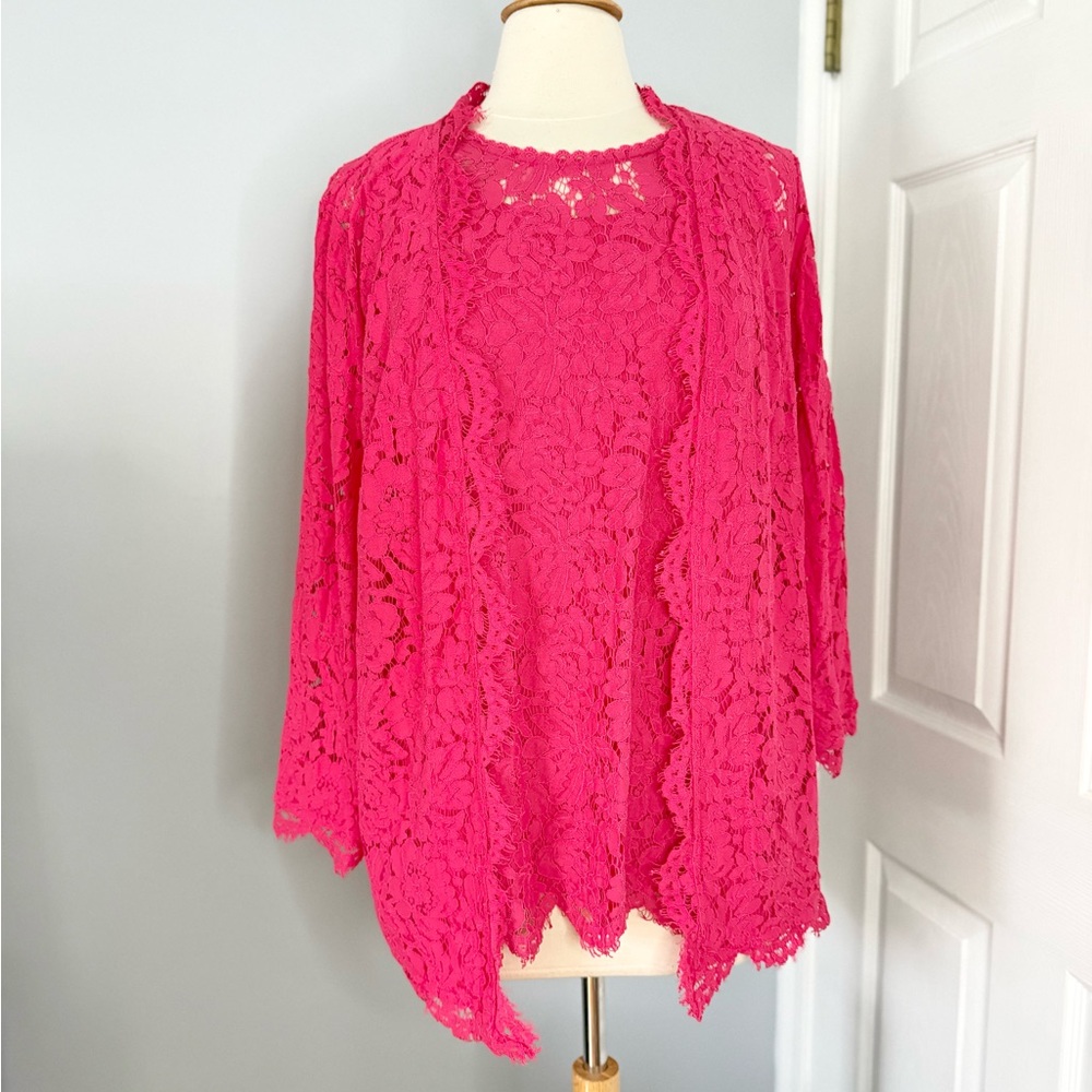 Isaac Mizrahi Lace Tank & Cardigan